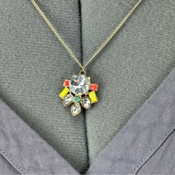 LOFT Silver Tone Necklace with Gem Pendant 33” - Picture 5 of 7